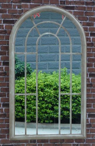 Large Garden Arched Window Mirror - 0