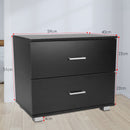 Sarantino Bedside Table Cabinet Storage Chest 2 Drawers Lamp Side Nightstand - Black-2