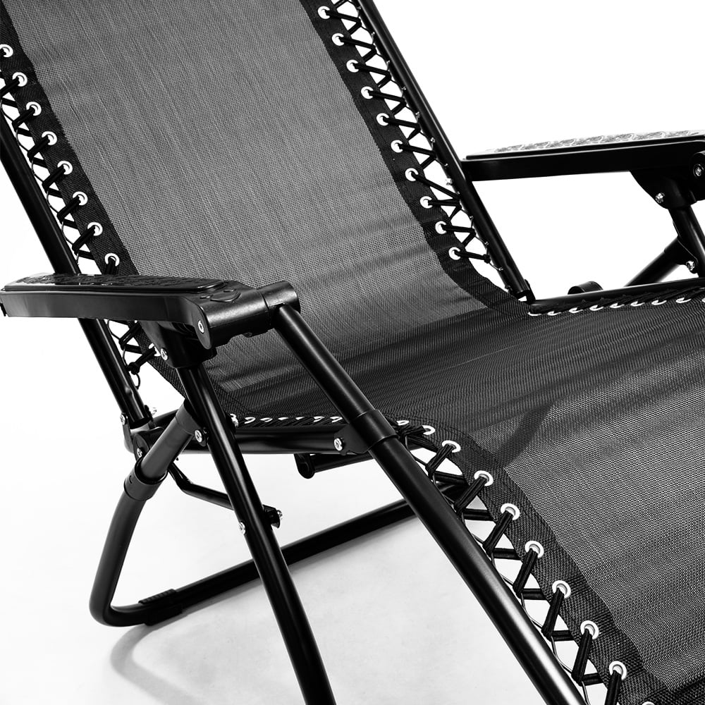 Wallaroo Zero Gravity Reclining Deck Lounge Sun Beach Chair Outdoor Folding Camping - Black - 0