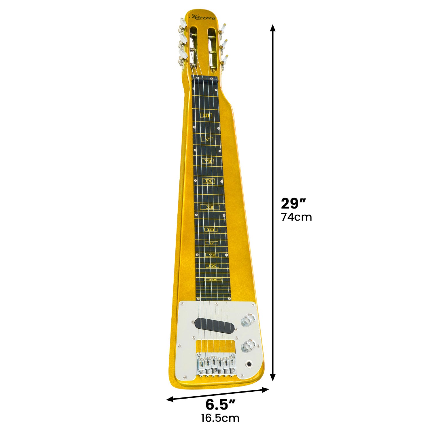 Karrera 29in 6-String Lap Steel Hawaiian Guitar - Metallic Gold