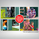 Wallaroo 4ft x 8ft Garden Shed Flat Roof Outdoor Storage - Green-8