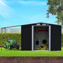 Wallaroo 10x8ft Zinc Steel Garden Shed with Open Storage - Black-10