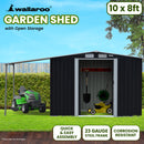 Wallaroo 10x8ft Zinc Steel Garden Shed with Open Storage - Black-11