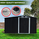 Wallaroo Garden Shed with Semi-Closed Storage 10*8FT - Black-7