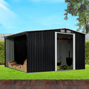 Wallaroo Garden Shed with Semi-Closed Storage 10*8FT - Black-9
