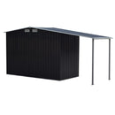 Wallaroo 4x8ft Zinc Steel Garden Shed with Open Storage - Black-4