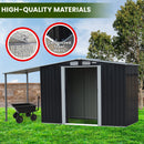 Wallaroo 4x8ft Zinc Steel Garden Shed with Open Storage - Black-8