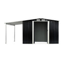 Wallaroo 8x8ft Zinc Steel Garden Shed with Open Storage - Black-1