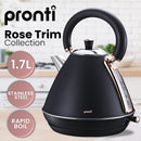 Pronti 1.7L Rose Trim Collection Kettle - Black-2