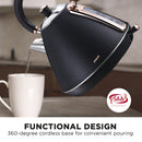 Pronti 1.7L Rose Trim Collection Kettle - Black-8