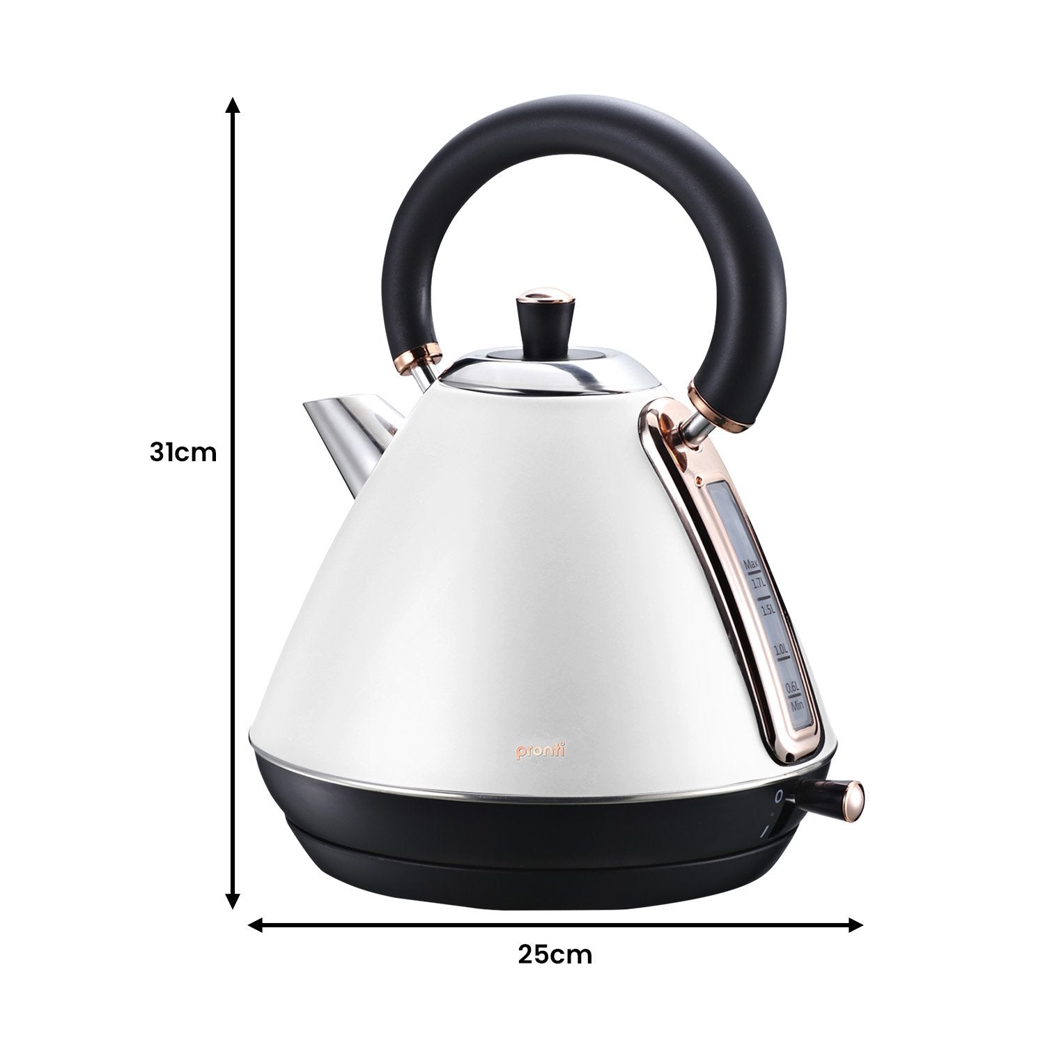 Pronti 1.7l Rose Trim Collection Kettle - White - 0