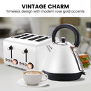 Pronti Rose Trim Collection Toaster & Kettle Bundle - White-5