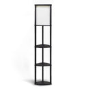 Sarantino Wood Etagere Floor Lamp in Tripod Shape 3 Wooden Shelves-1