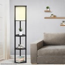 Sarantino Wood Etagere Floor Lamp in Tripod Shape 3 Wooden Shelves-5