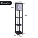 Sarantino Etagere Floor Lamp Diamond Look Fabric Shade Shelves Black-2