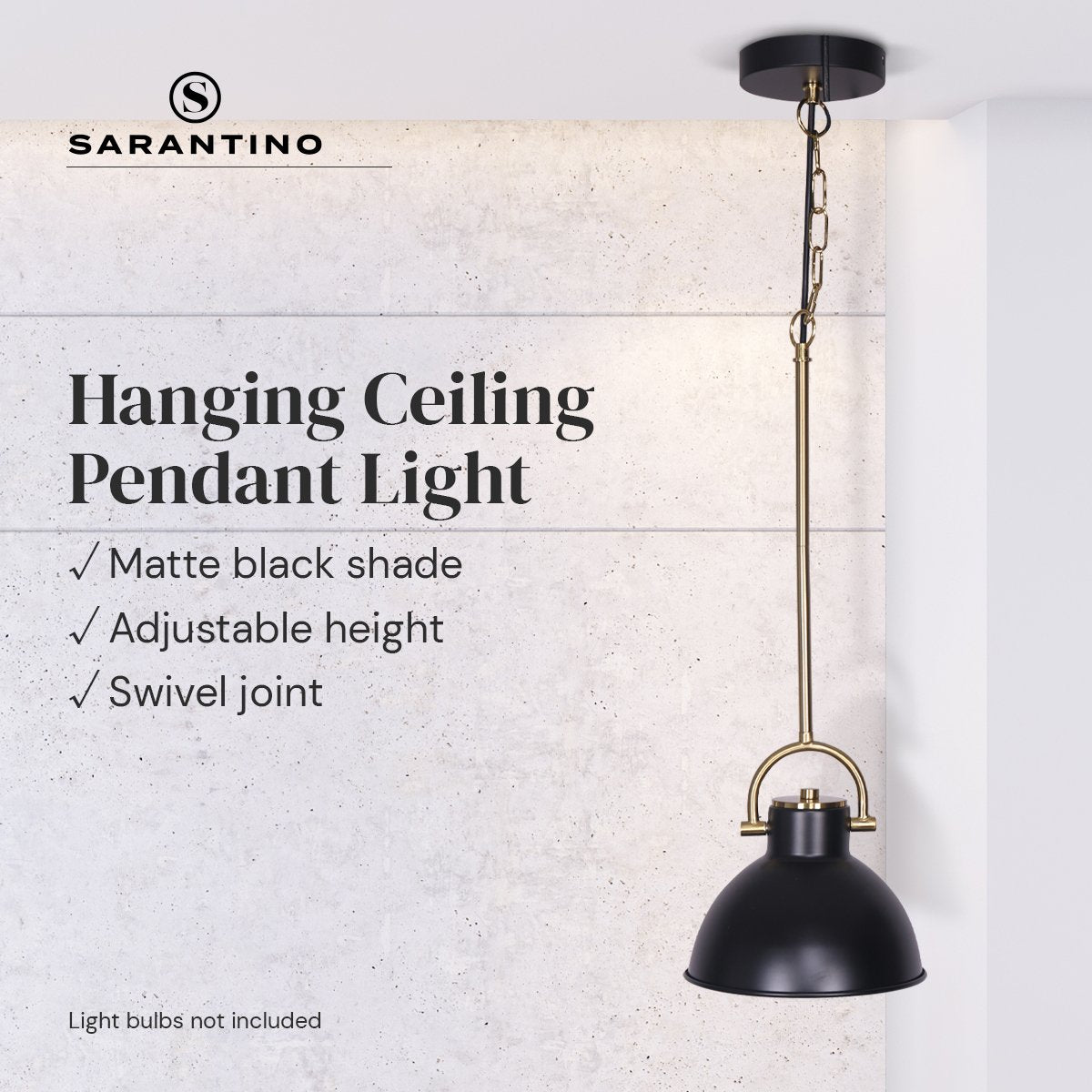 Sarantino Black and Gold Pendant Light - 0