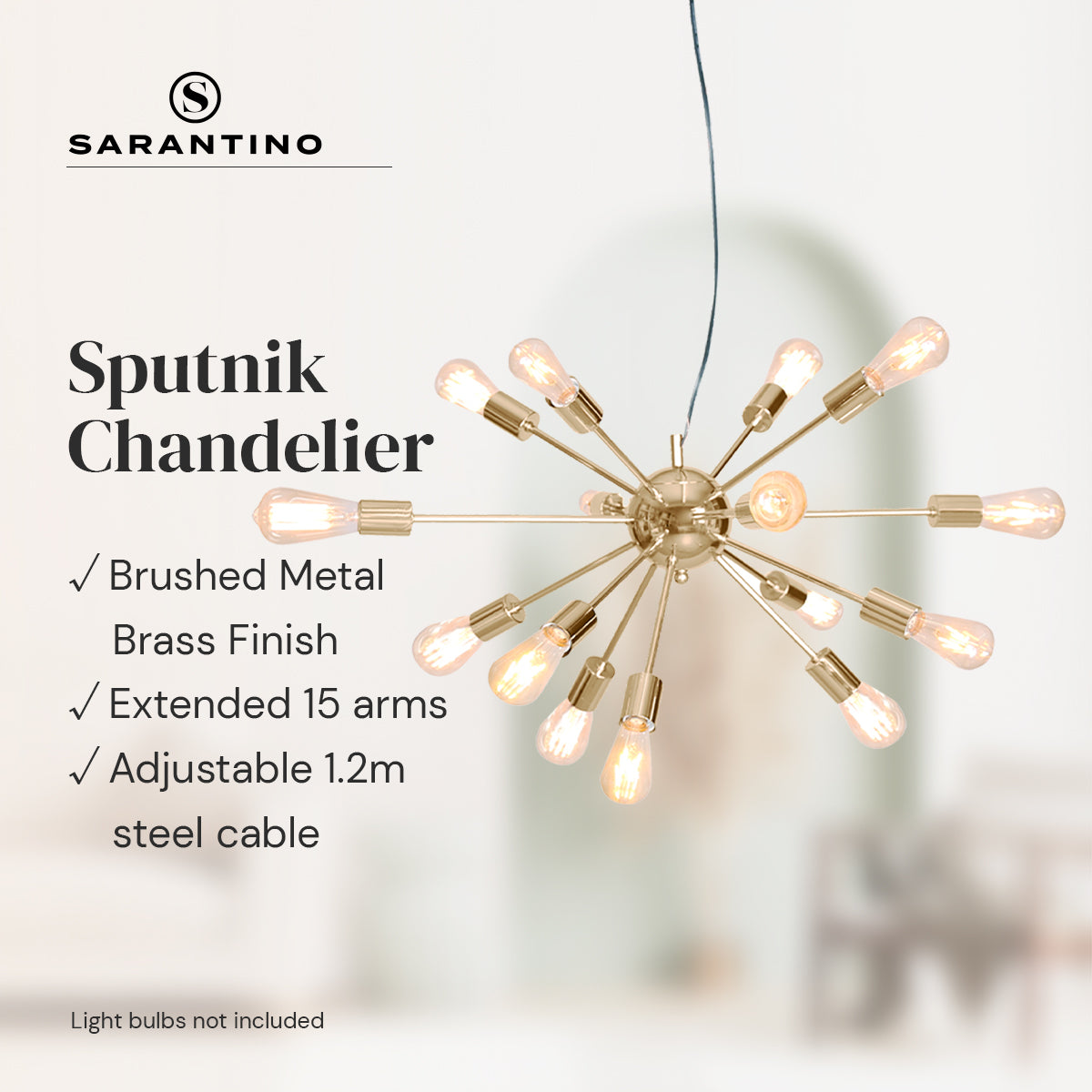 Sarantino 15-Light Sputnik Chandelier in Brass Finish - 0