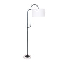 Sarantino Metal Floor Lamp with Marble Base & Ghost-White Shade-1