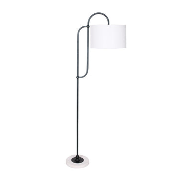 Sarantino Metal Floor Lamp with Marble Base & Ghost-White Shade