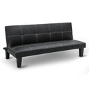 Sarantino 2 Seater Modular Faux Leather Fabric Sofa Bed Couch - Black-3