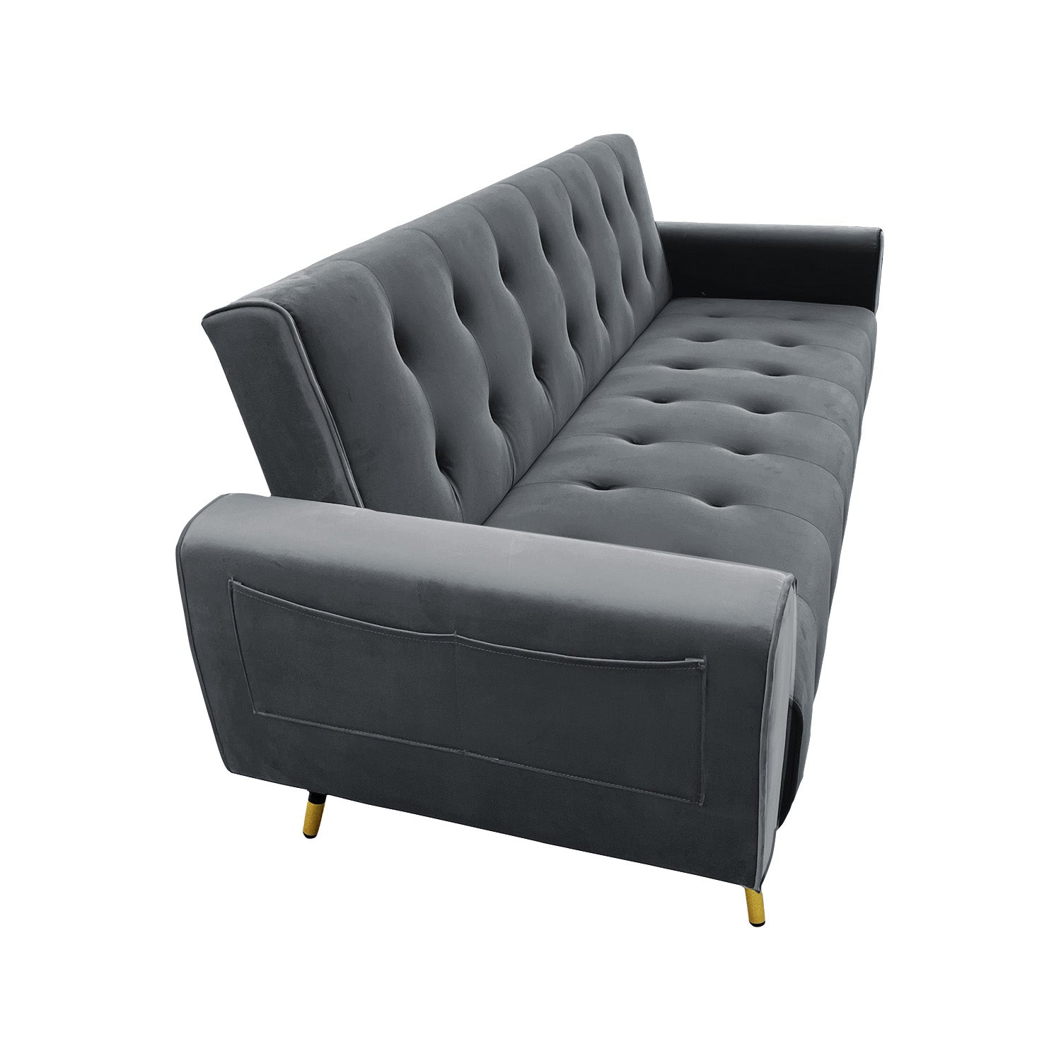 Sarantino Ava 3-seater Tufted Velvet Sofa Bed By Sarantino - Dark Grey - 0