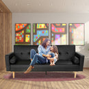 Sarantino Madison Faux Leather Sofa Bed Lounge Couch Futon Furniture Home Suite - Black-7