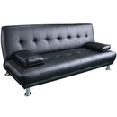 Sarantino Manhattan Sofa Bed Faux Leather Lounge Couch Futon Furniture Suite - Black-2