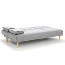 Sarantino Rochester Linen Fabric Sofa Bed Lounge Couch Futon Furniture Suite - Light Grey-5