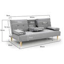 Sarantino Rochester Linen Fabric Sofa Bed Lounge Couch Futon Furniture Suite - Light Grey-9