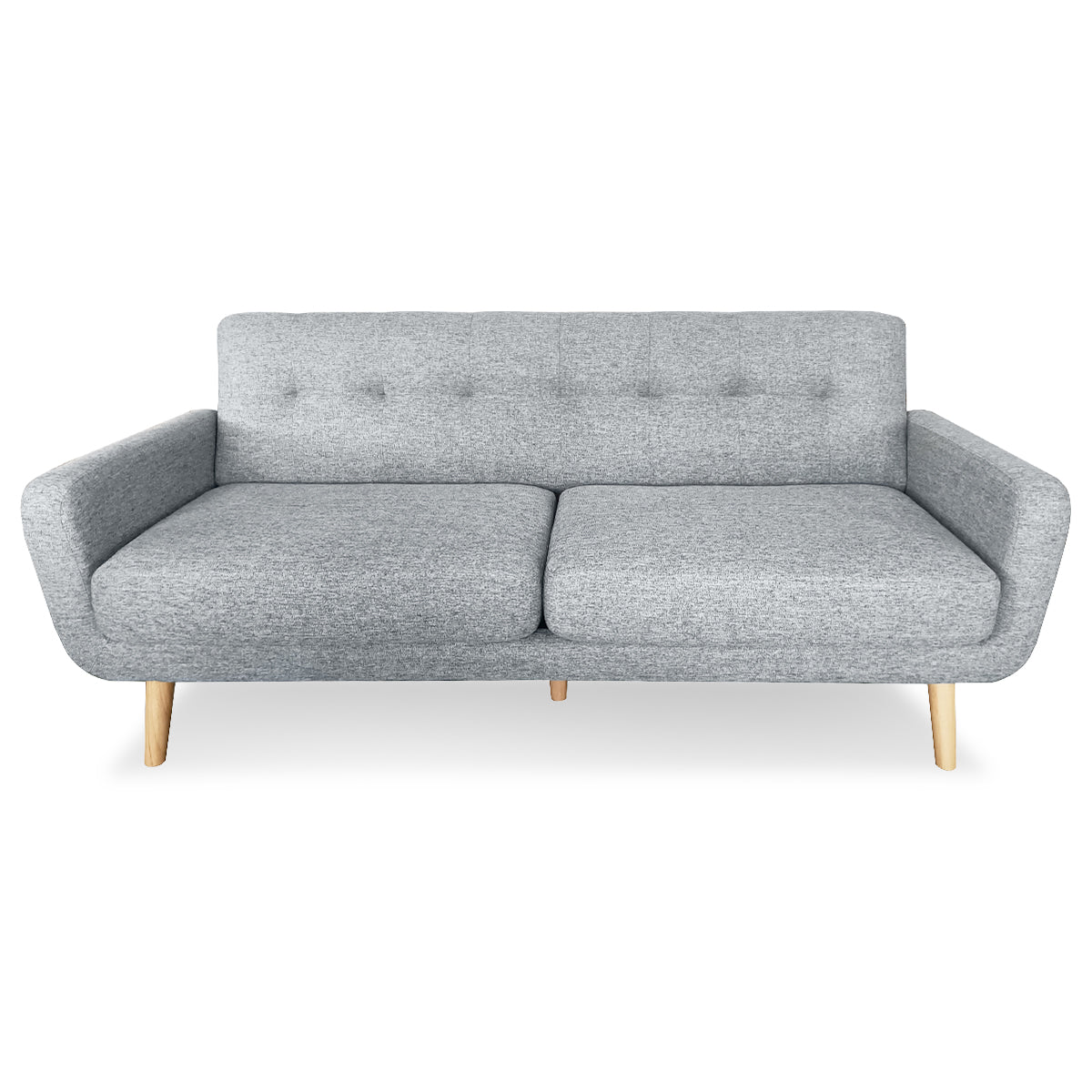 Sarantino 6-Seater Linen Sofa Set Couch Futon - Light Grey - 0