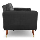 Sarantino Faux Velvet Tufted Sofa Bed Couch Futon - Black-3