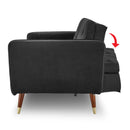 Sarantino Faux Velvet Tufted Sofa Bed Couch Futon - Black-6