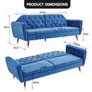 Sarantino Faux Velvet Sofa Bed Couch Furniture Lounge Suite Futon Blue-4