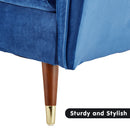 Sarantino Faux Velvet Sofa Bed Couch Furniture Lounge Suite Futon Blue-9