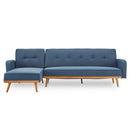 Sarantino 3-Seater Corner Sofa Bed with Chaise Lounge - Blue-1