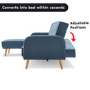 Sarantino 3-Seater Corner Sofa Bed with Chaise Lounge - Blue-3