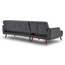 Sarantino Faux Velvet Sofa Bed Couch Lounge Chaise Cushions Dark Grey-5