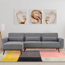 Sarantino Faux Velvet Sofa Bed Couch Lounge Chaise Cushions Light Grey-2