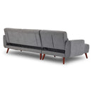 Sarantino Faux Velvet Sofa Bed Couch Lounge Chaise Cushions Light Grey-7
