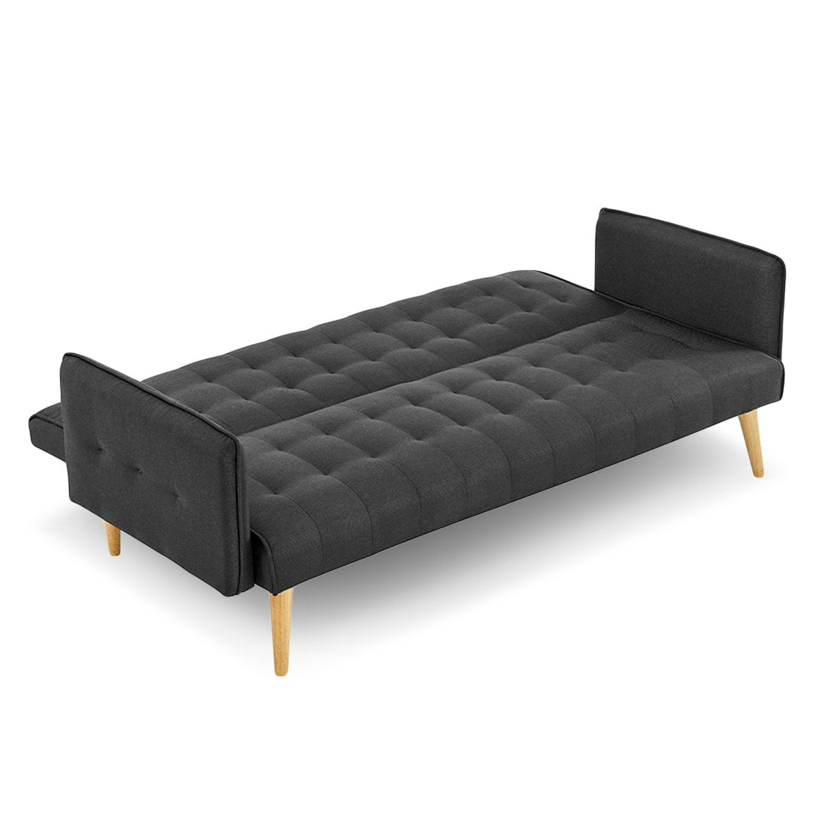 Sarantino 3 Seater Modular Linen Fabric Sofa Bed Couch - Black - 0