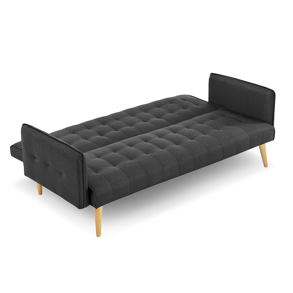 Sarantino 3 Seater Modular Linen Fabric Sofa Bed Couch - Black