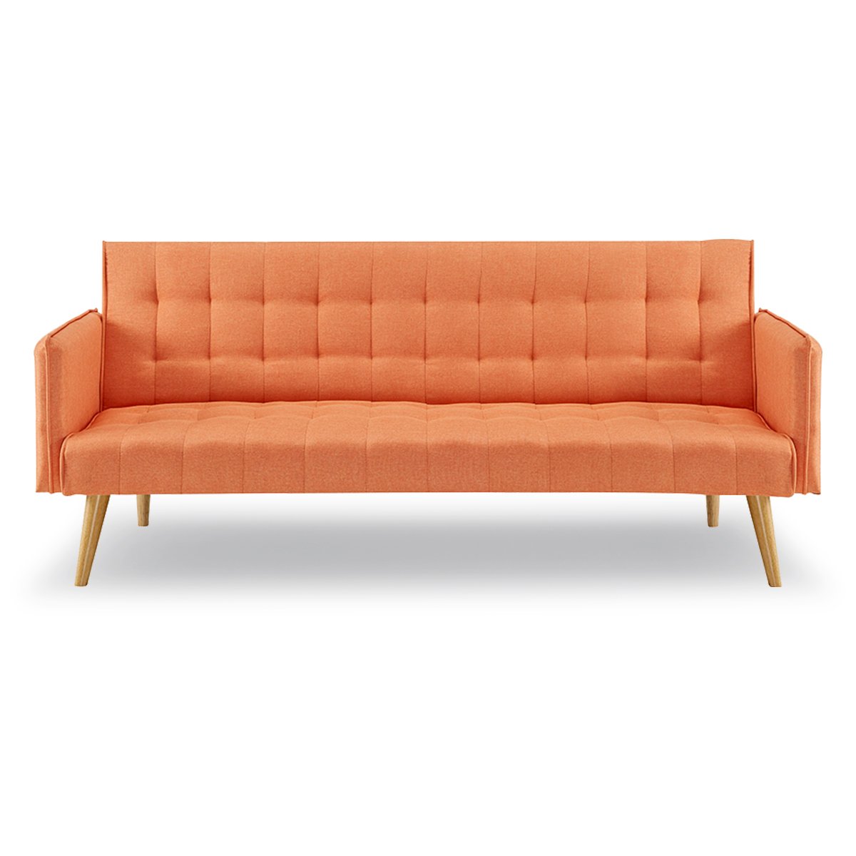 Sarantino 3 Seater Modular Linen Fabric Sofa Bed Couch Armrest Orange - 0
