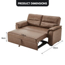 Sarantino Distressed Fabric Sofa Bed Couch Lounge - Brown-8