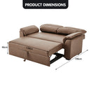 Sarantino Distressed Fabric Sofa Bed Couch Lounge - Brown-9