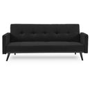 Sarantino Tufted Faux Linen 3-Seater Sofa Bed with Armrests - Black-1