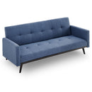Sarantino Tufted Faux Linen 3-Seater Sofa Bed with Armrests - Blue-4