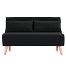 Sarantino 2-Seater Adjustable Sofa Bed Lounge Faux Velvet - Black-1