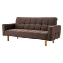 Sarantino 3-Seater Fabric Sofa Bed Futon - Brown-5