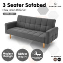 Sarantino 3-Seater Fabric Sofa Bed Futon - Dark Grey-3