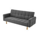 Sarantino 3-Seater Fabric Sofa Bed Futon - Dark Grey-5